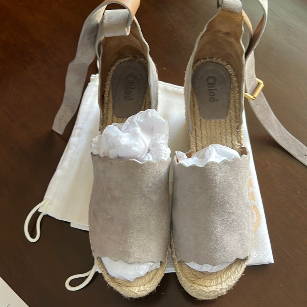 Chloe Lauren Espadrille Suede Wedge in Grey - Picture 4 of 8